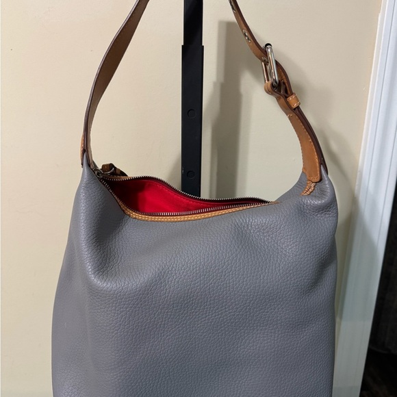 Dooney & Bourke Gray Leather Hobo Bag - Picture 2 of 14
